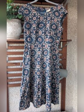 Mata Traders Blue Patterned Midi Dress